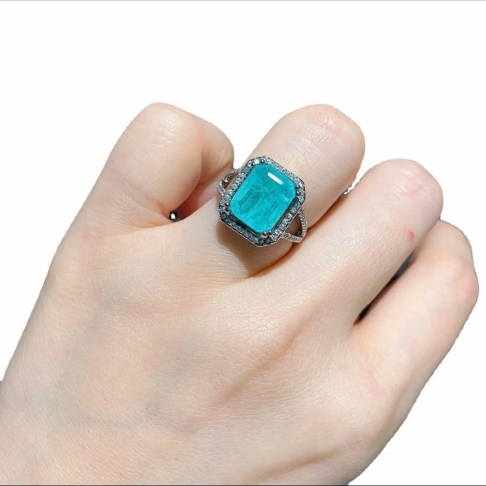3CT tourmaline square cut ring with Swarovski elements